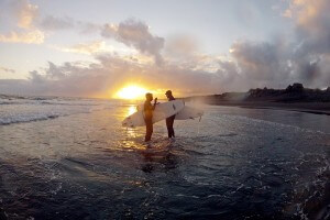 Surfing in Iceland Midnightsun